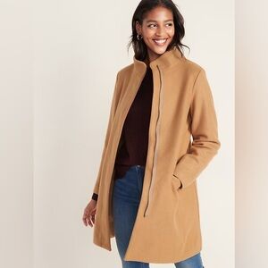 Old Navy Soft-Brushed Funnel Neck Coat in Acacia